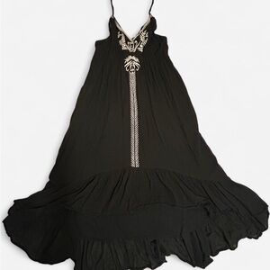 RIP CURL Embroidered Chasing Dreams Maxi Dress Women's Large Black